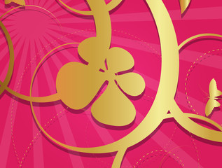 Decorative Royal Golden Floral Sunburst Background