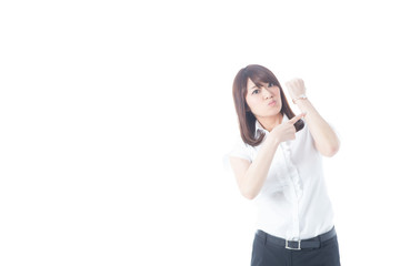 Fototapeta premium 白バックOLポートレート(半袖)