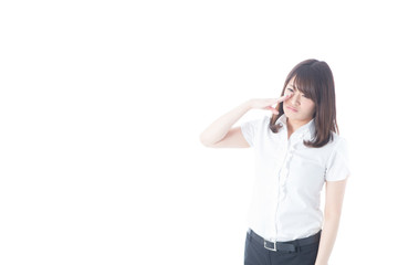 Fototapeta premium 白バックOLポートレート(半袖)