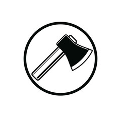 Sharp axe symbol. Woodcutter tool, simple hatchet symbol isolate