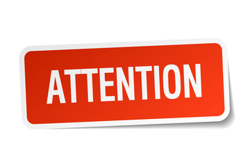 attention red square sticker isolated on white