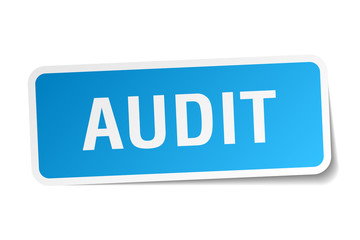 audit blue square sticker isolated on white