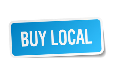 buy local blue square sticker isolated on white