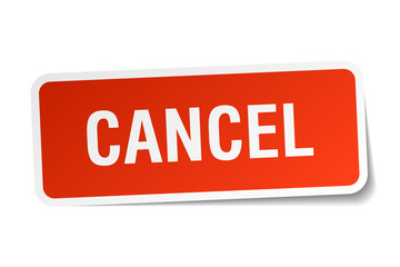 cancel red square sticker isolated on white