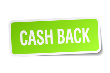 cash back green square sticker on white background