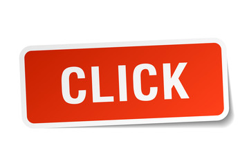 click red square sticker isolated on white