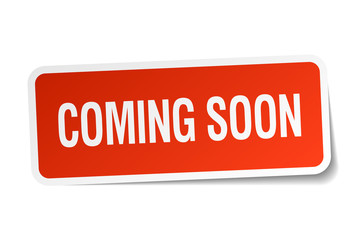 coming soon red square sticker isolated on white