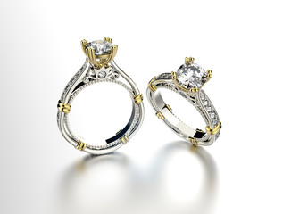 Golden  Ring with Diamond. Jewelry background