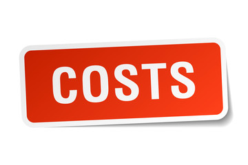 costs red square sticker isolated on white