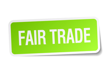 fair trade green square sticker on white background