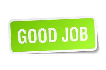 good job green square sticker on white background
