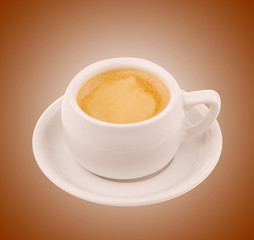 Coffee cup of espresso on brown background