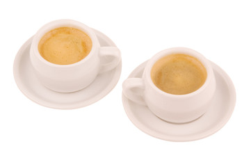 Two cups of coffee isolated on white