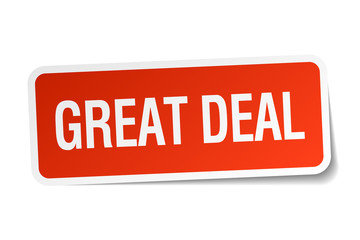 great deal red square sticker isolated on white