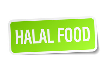 halal food green square sticker on white background