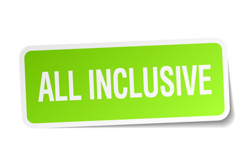 all inclusive green square sticker on white background