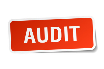 audit red square sticker isolated on white
