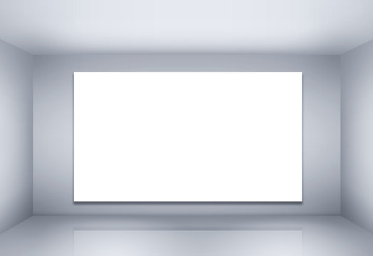 Illustration of blank billboard on empty wall with lights