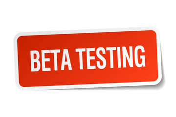 beta testing red square sticker isolated on white