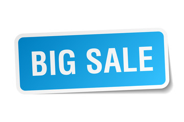 big sale blue square sticker isolated on white