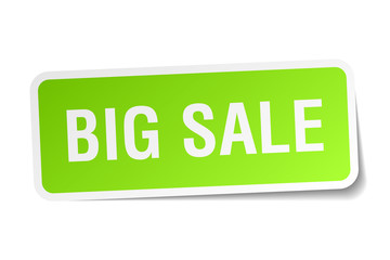 big sale green square sticker on white background