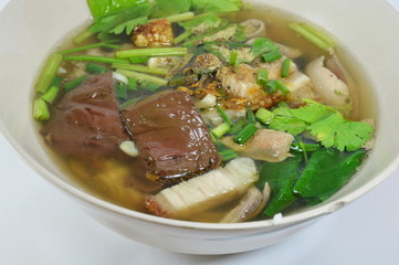 boiled pork blood and entrails in soup