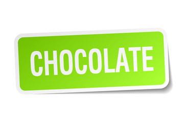 chocolate green square sticker on white background