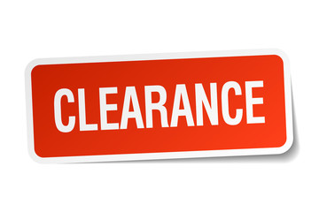 clearance red square sticker isolated on white