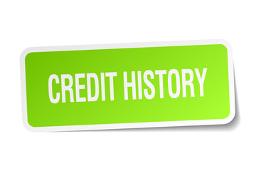 credit history green square sticker on white background