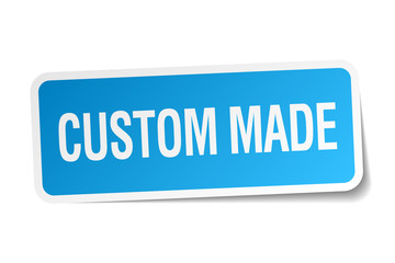 custom made blue square sticker isolated on white