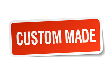 custom made red square sticker isolated on white