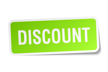 discount green square sticker on white background