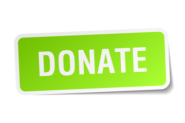 donate green square sticker on white background
