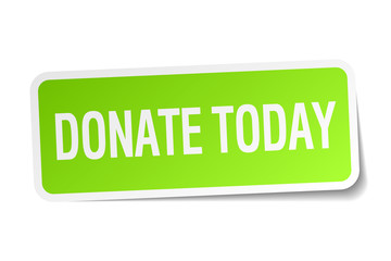 donate today green square sticker on white background
