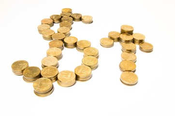 US dollar sign from coins