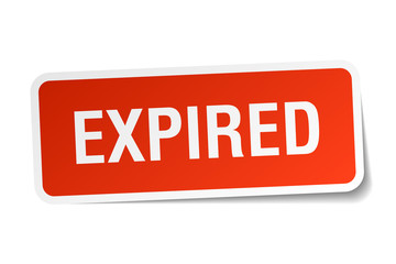 expired red square sticker isolated on white