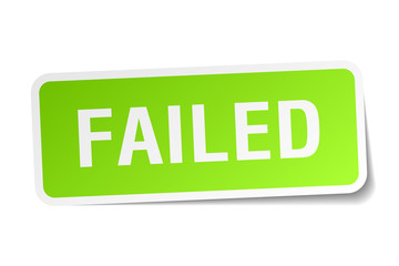 failed green square sticker on white background