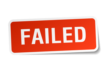 failed red square sticker isolated on white