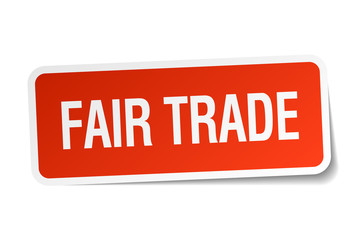 fair trade red square sticker isolated on white
