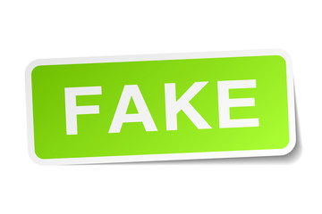 fake green square sticker on white background