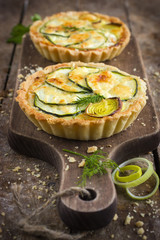 tart with zuccini, leek and cheese