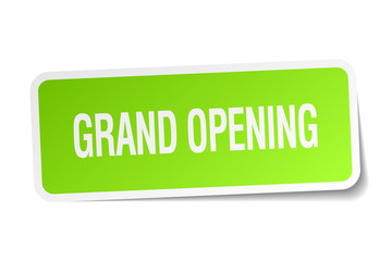 grand opening green square sticker on white background