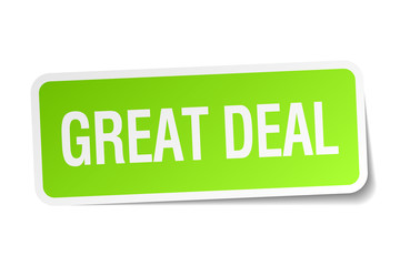 great deal green square sticker on white background