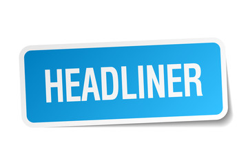 headliner blue square sticker isolated on white
