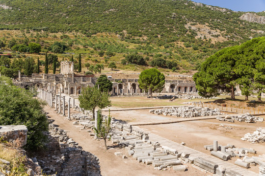 Ephesus. The ruins of the Agora and the Library of Celsus