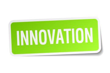 innovation green square sticker on white background