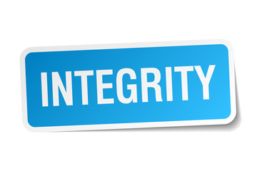 integrity blue square sticker isolated on white