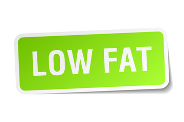 low fat green square sticker on white background