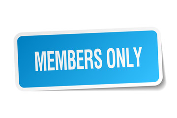 members only blue square sticker isolated on white