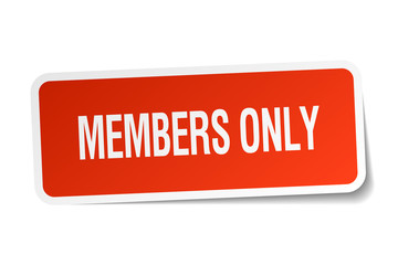 members only red square sticker isolated on white